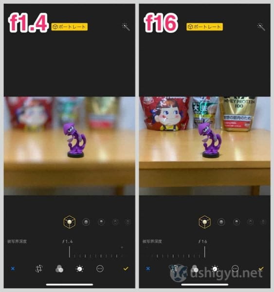 室内の物撮りだとf値の変更に大きく差が出た