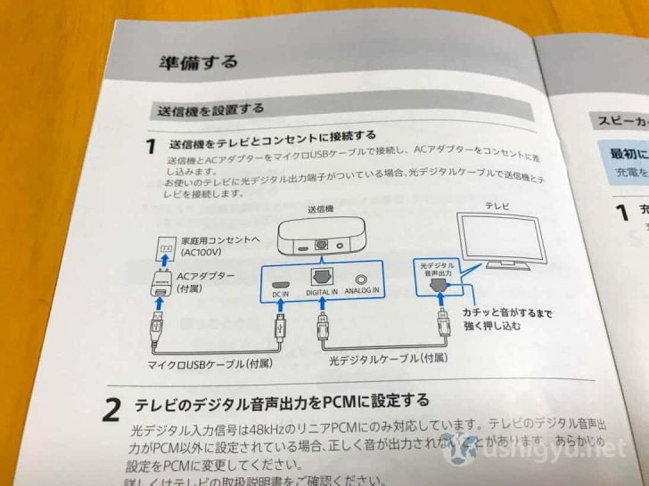 送信機をテレビと接続