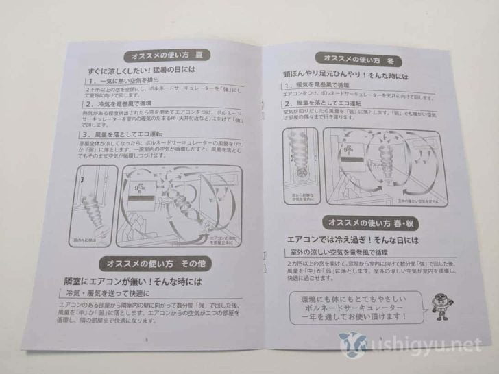 説明書には、オススメの使い方が記載