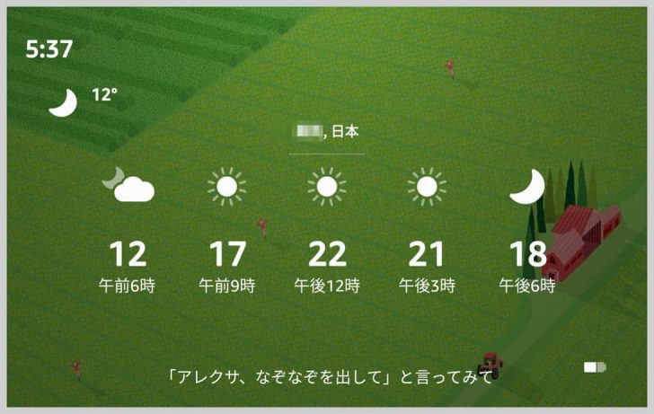 横にスワイプすると、1日の天気が表示