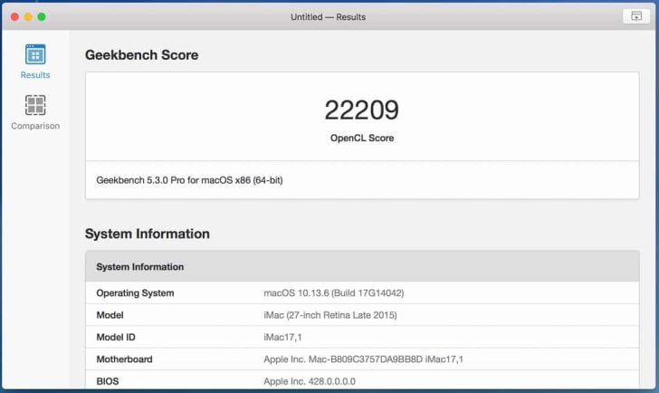 iMac 4Kディスプレイモデル（Late 2015）は22209と新Airを上回る数値で貫禄を見せてくれた