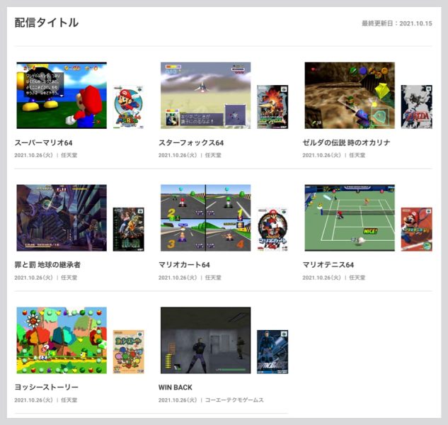 ニンテンドースイッチオンライン追加パックで配信されるNINTENDO 64のソフト