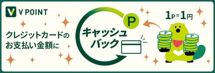 Vポイント利用は、支払い額に対するキャッシュバックが一番お得