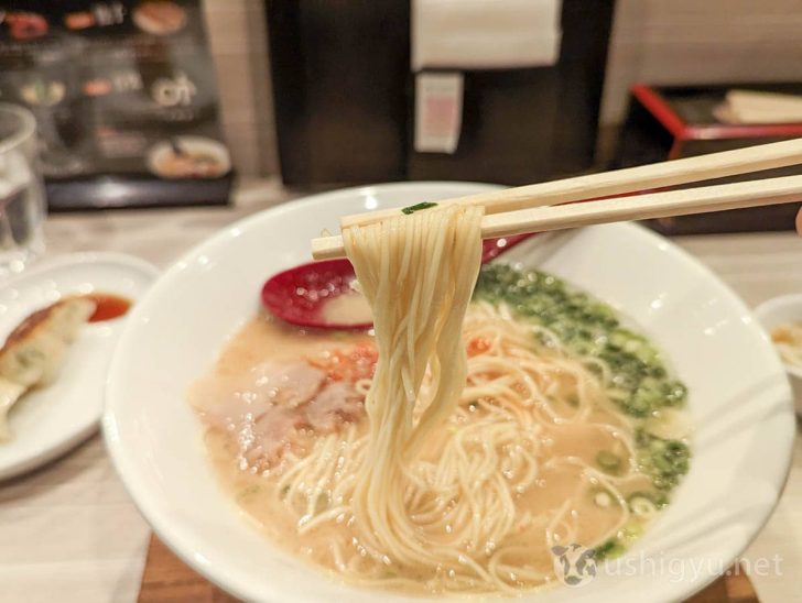 麺は極細麺でスープがよく絡む